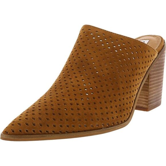 Steve Madden Sully Mule Cognac Brown Tan Suede Size 10 M Pointed Toe - Picture 2 of 11